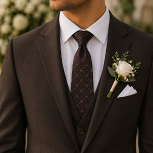 Elegant Chocolate Brown Copper Geometric Micro Tie