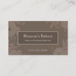Elegant Chocolate Brown Floral Bakery Business Card