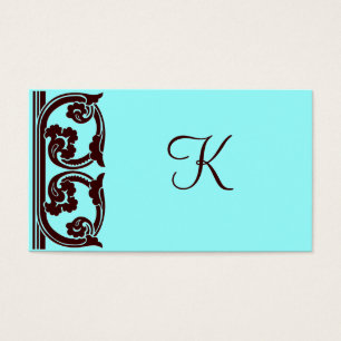 Elegant Chocolate Brown Monogram Teal Card