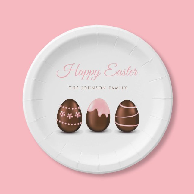Elegant Chocolate Eggs Happy Easter Paper Plate (Elegant Chocolate Eggs Happy Easter Paper Plates)