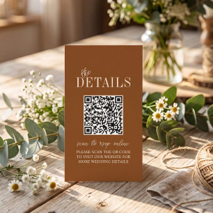 Elegant Chocolate Minimalist Wedding Qr Code Enclosure Card