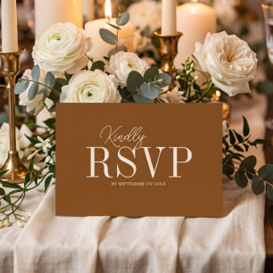 Elegant Chocolate Minimalist Wedding RSVP Card