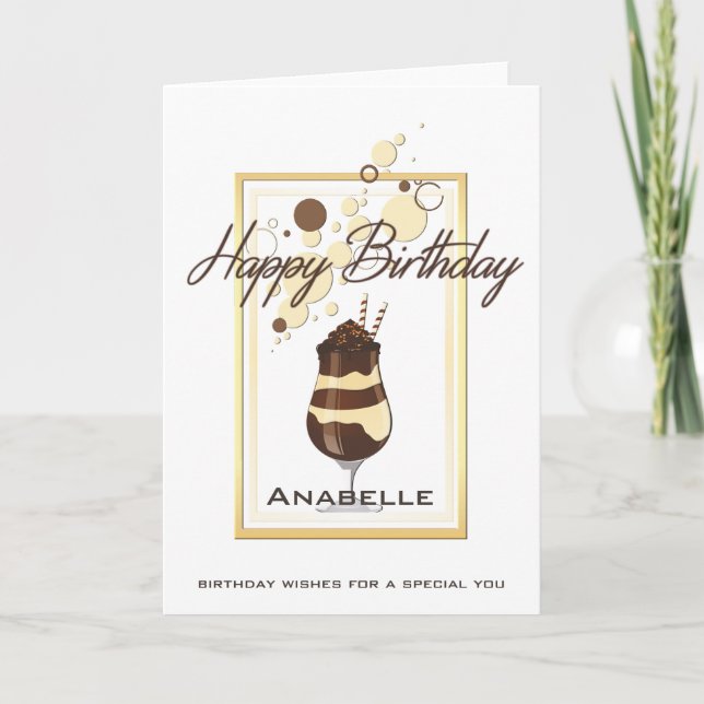 Elegant Chocolate Vanilla Drink Birthday Card (Front)