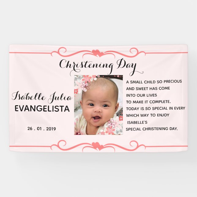 Elegant CHRISTENING DAY Event Party Banner (Horizontal)