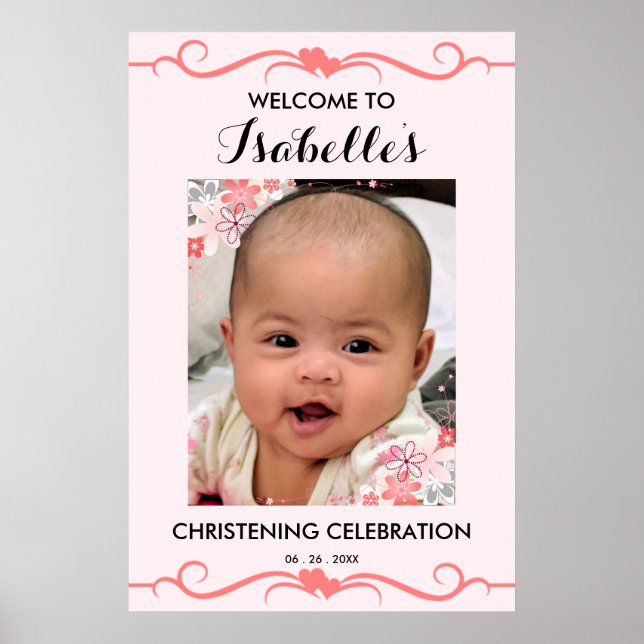 Elegant CHRISTENING DAY Event Party Welcome Sign (Front)
