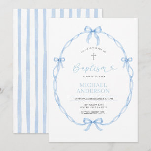 Elegant Christian Baptism Ribbon Wreath Invitation