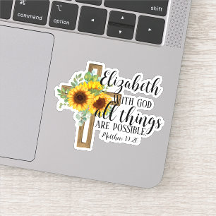 Elegant Christian Bible Verse Sunflowers Cross