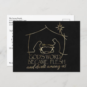Elegant Christian Nativity Scripture Christmas  Holiday Postcard