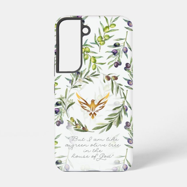 Elegant Christian Olive Gold Dove Scripture Samsung Galaxy S22 Case (Back)