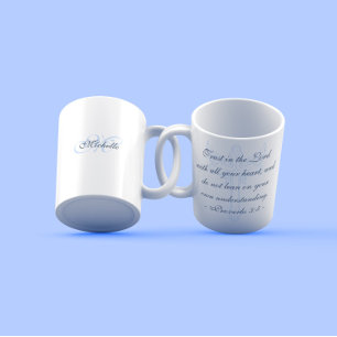Elegant Christian Proverbs Blue Cross Modern Two-Tone Coffee Mug