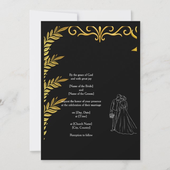 Elegant Christian Wedding Invitation | Gold Floral (Front)