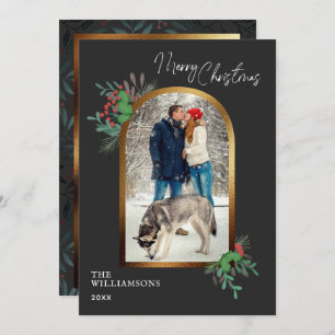 Elegant Christmas 1 photo arch botanical Holiday Card