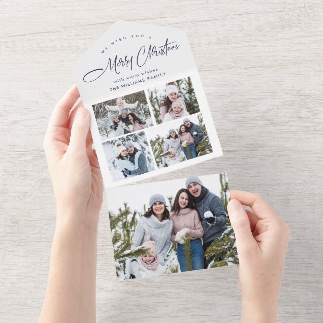 Elegant Christmas 5 Photo Greeting Holiday Card (Tearaway)