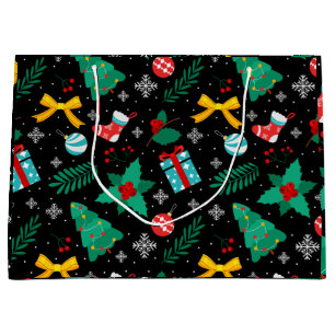 Elegant Christmas Abstract Pattern Large Gift Bag
