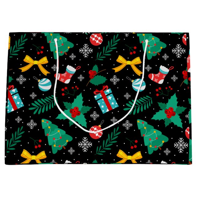 Elegant Christmas Abstract Pattern Large Gift Bag (Front)