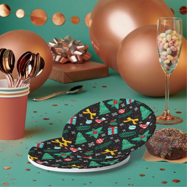 Elegant Christmas Abstract Pattern Paper Plate (Multi)