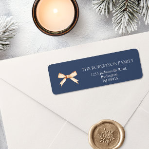Elegant Christmas Address Label with Gold Bow