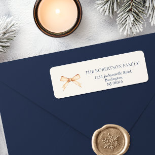 Elegant Christmas Address Label with Gold Bow