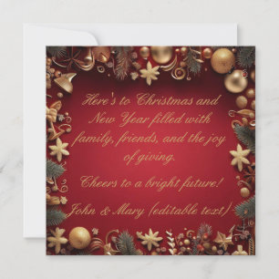 Elegant  Christmas and New Year Greetings Holiday Card