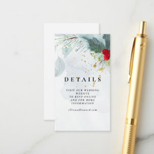 Elegant Christmas and Winter Watercolor Wedding Enclosure Card