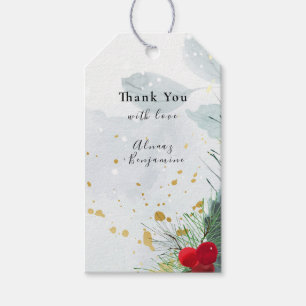 Elegant Christmas and Winter Watercolor Wedding Gift Tags