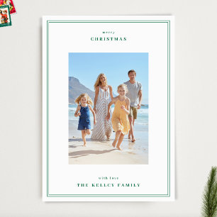 Elegant Christmas Apple Green Simple Photo Frame Holiday Card