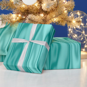 Elegant Christmas Aqua Faux Satin Graphic Wrapping Paper
