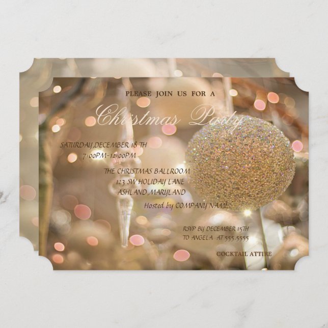 Elegant Christmas Ball, Corporate Christmas Party Invitation (Front/Back)
