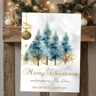 Elegant Christmas Ball Forest Bokeh  Holiday Card