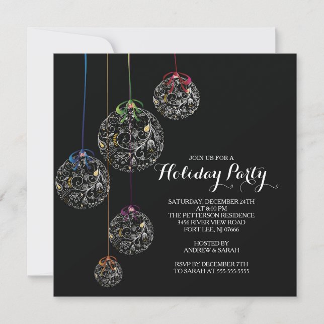 Elegant Christmas Ball Holiday Party Invitation (Front)