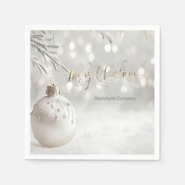 Elegant Christmas Ball White Bokeh Napkin (Front)