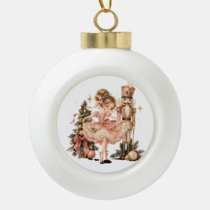 Elegant Christmas Ballerina & Nutcracker Ceramic O Ceramic Ball Christmas Ornament