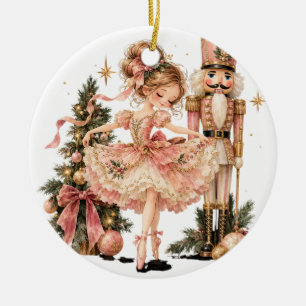 Elegant Christmas Ballerina & Nutcracker Ceramic O Tree Decoration