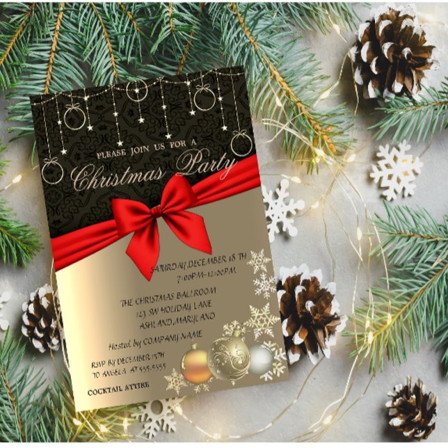 Elegant Christmas Balls, Corporate Christmas Party Invitation (Creator Uploaded)