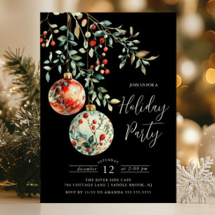Elegant Christmas Balls Holiday Party Invitation