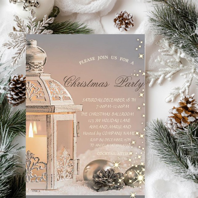 Elegant Christmas Balls,Lantern Christmas Party  Invitation (Creator Uploaded)