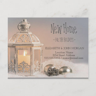 Elegant Christmas Balls,Lantern New Address  Announcement Postcard