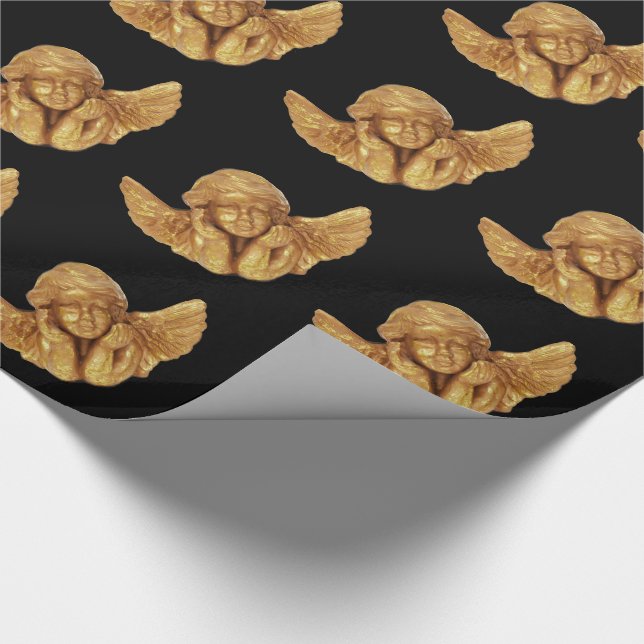 ELEGANT CHRISTMAS  BEAUTIFUL GOLDEN ANGEL GIFTS WRAPPING PAPER (Corner)