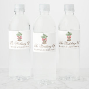 Elegant Christmas Bell Wedding Custom Water Bottle Label