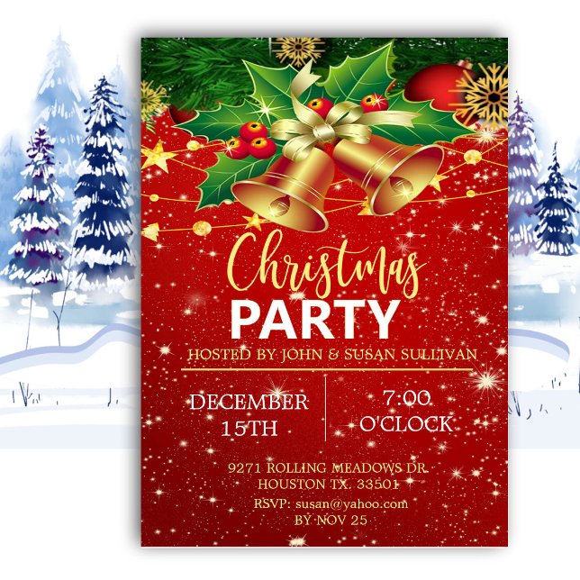 Elegant Christmas Bells Christmas  Invitation (Creator Uploaded)