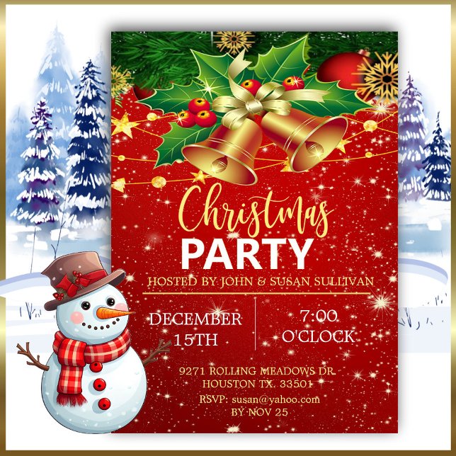 Elegant Christmas Bells Christmas  Invitation (Creator Uploaded)