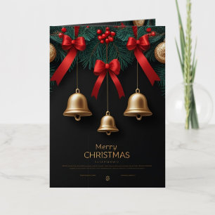 Elegant Christmas Bells Decor – Foil Greeting Card