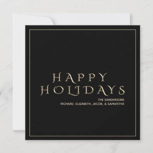 Elegant Christmas Black Gold Happy Holidays Holiday Card