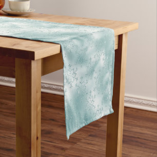 Elegant Christmas Blue Snowflake Pattern  Short Table Runner