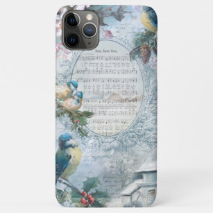 Elegant Christmas Bluebirds and Music Collage Case-Mate iPhone Case