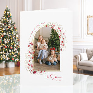 Elegant Christmas Botanical Arch Photo Holiday Card