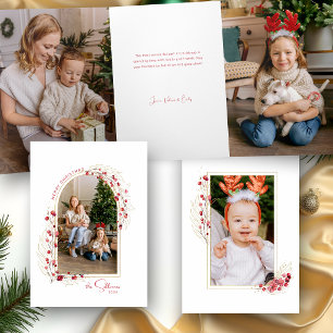 Elegant Christmas Botanical Arch Photo Tri-Fold Card