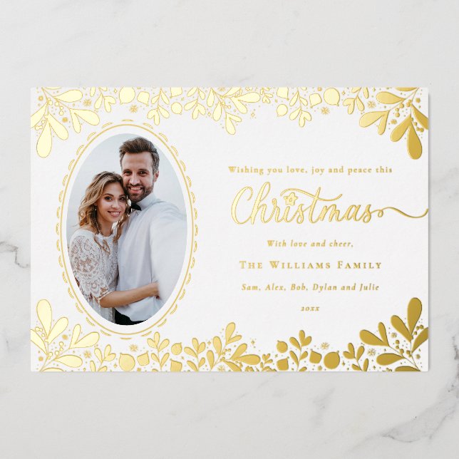 Elegant Christmas Botanical Frame Oval Photo  (Front)