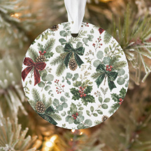 Elegant Christmas Botanical Pattern Ornament