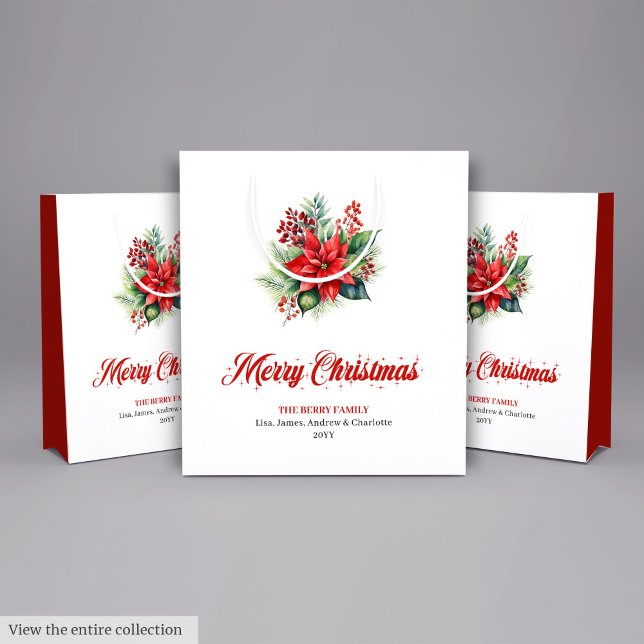 Elegant Christmas Bouquet Floral Holiday Gift Bag (Elegant Christmas Bouquet Floral Holiday Gift Bag)